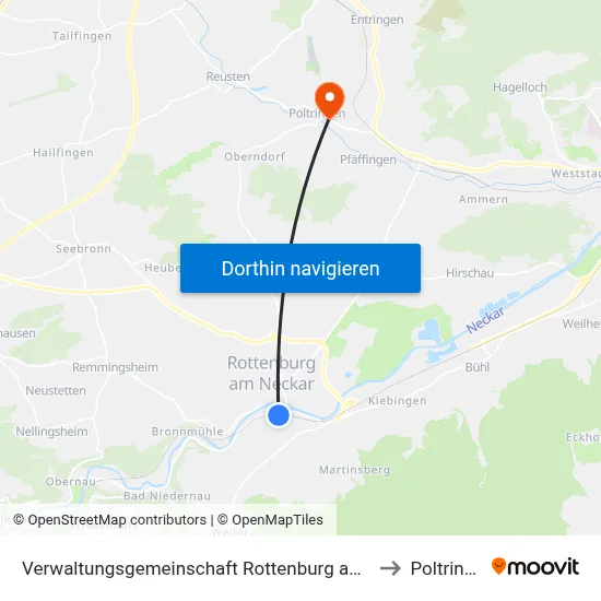 Verwaltungsgemeinschaft Rottenburg am Neckar to Poltringen map