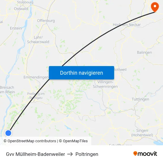 Gvv Müllheim-Badenweiler to Poltringen map