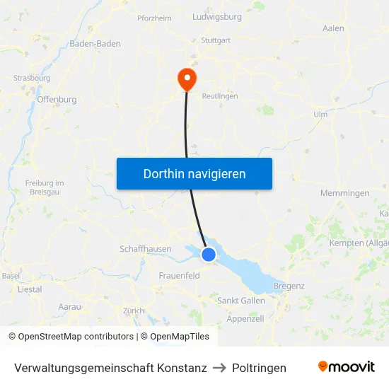 Verwaltungsgemeinschaft Konstanz to Poltringen map