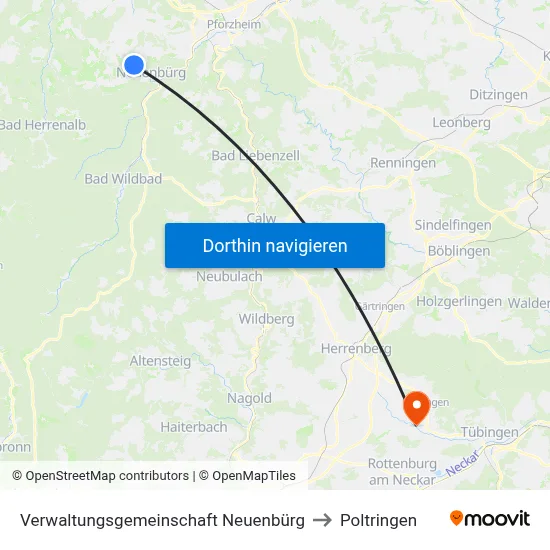 Verwaltungsgemeinschaft Neuenbürg to Poltringen map