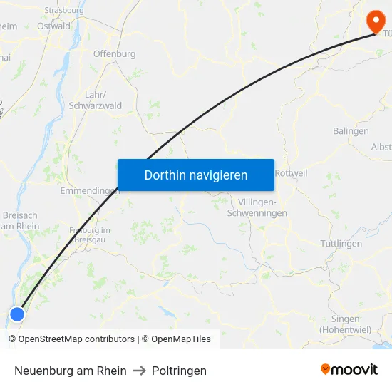 Neuenburg am Rhein to Poltringen map