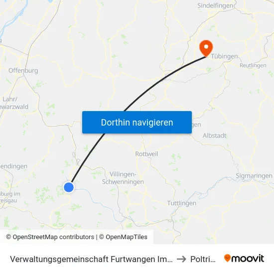 Verwaltungsgemeinschaft Furtwangen Im Schwarzwald to Poltringen map
