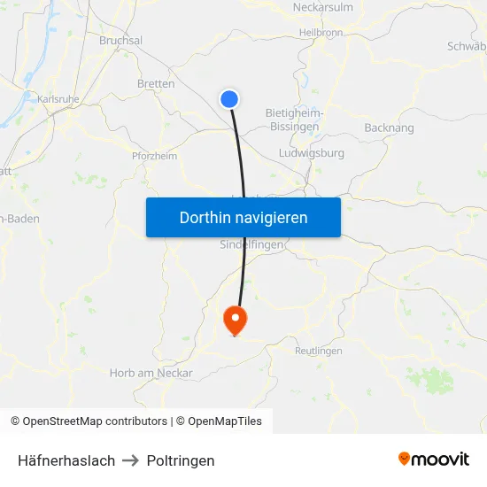 Häfnerhaslach to Poltringen map