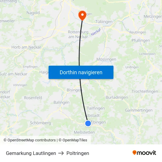 Gemarkung Lautlingen to Poltringen map