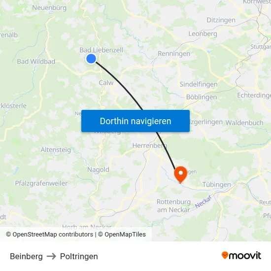 Beinberg to Poltringen map