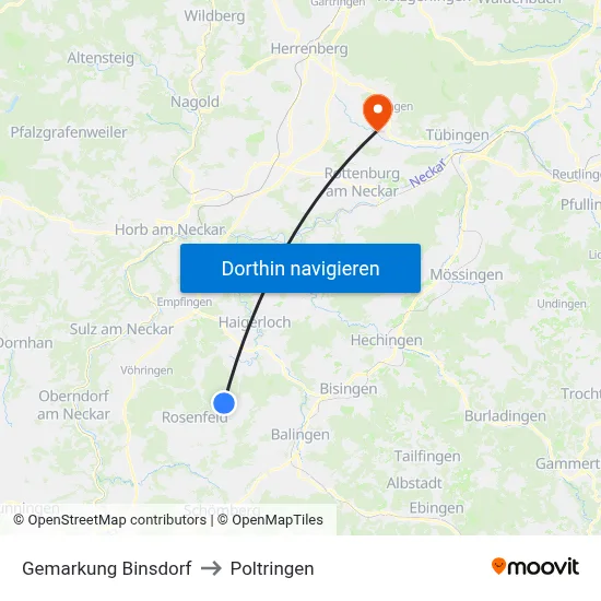 Gemarkung Binsdorf to Poltringen map