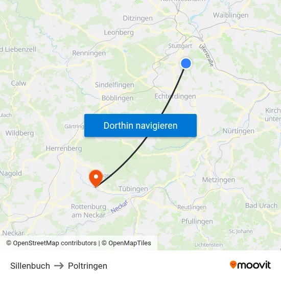Sillenbuch to Poltringen map
