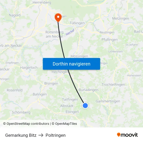 Gemarkung Bitz to Poltringen map