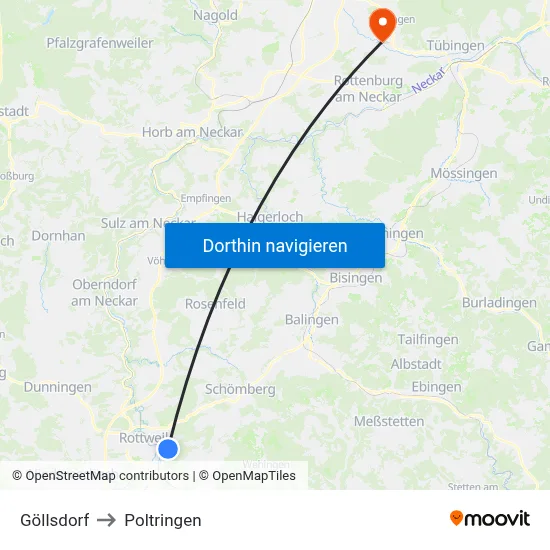 Göllsdorf to Poltringen map