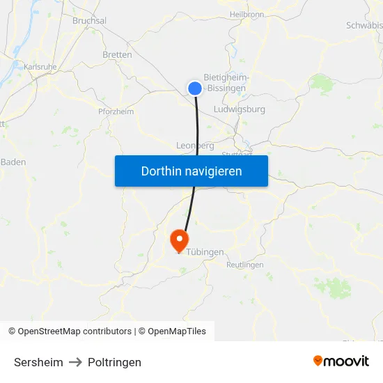 Sersheim to Poltringen map