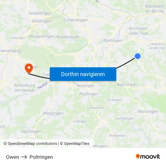 Owen to Poltringen map