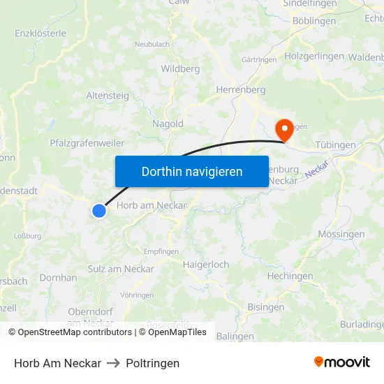 Horb Am Neckar to Poltringen map