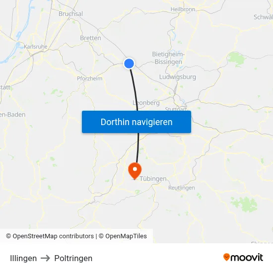Illingen to Poltringen map