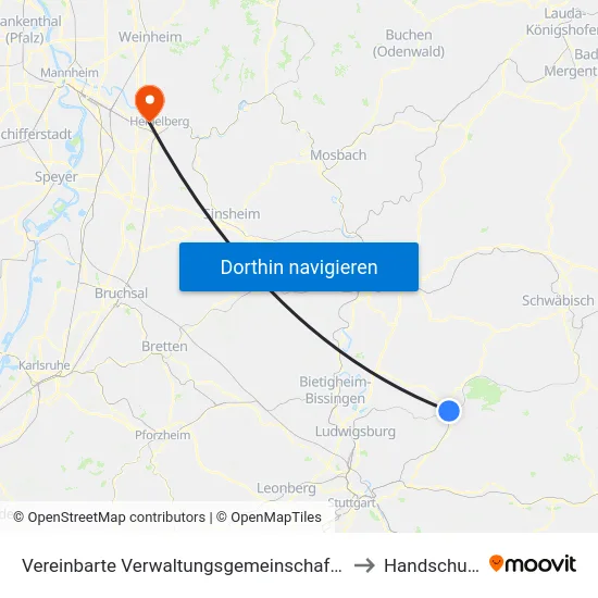 Vereinbarte Verwaltungsgemeinschaft Der Stadt Backnang to Handschuhsheim map