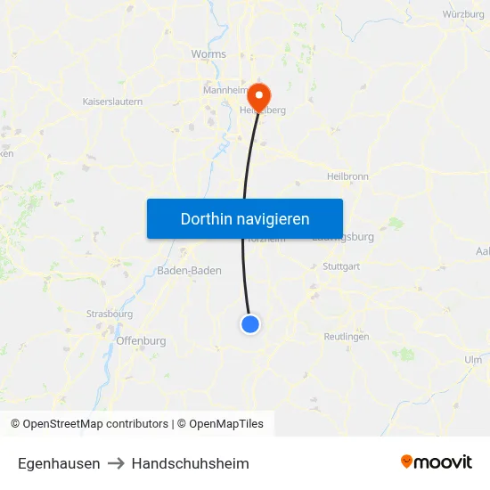 Egenhausen to Handschuhsheim map