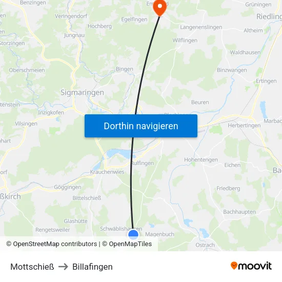 Mottschieß to Billafingen map