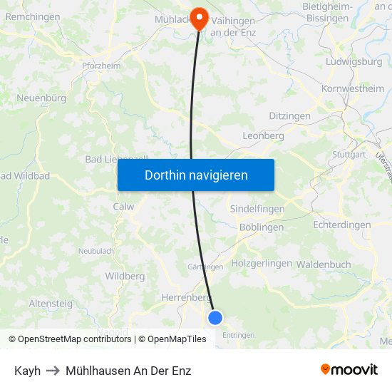 Kayh to Mühlhausen An Der Enz map