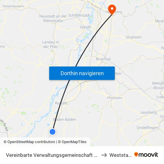 Vereinbarte Verwaltungsgemeinschaft Bühl to Weststadt map