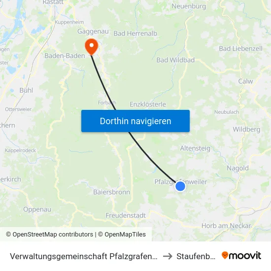 Verwaltungsgemeinschaft Pfalzgrafenweiler to Staufenberg map