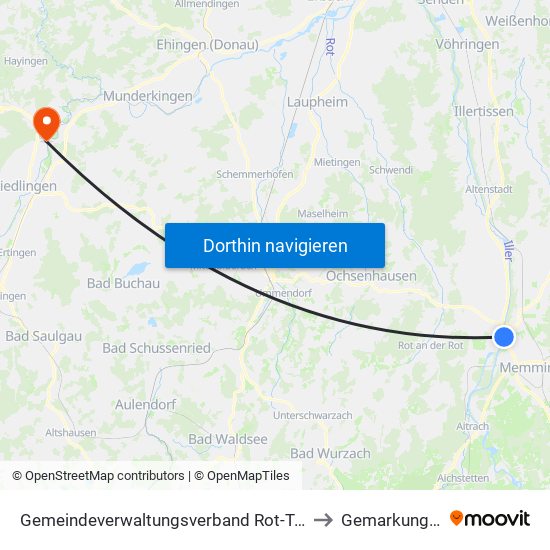 Gemeindeverwaltungsverband Rot-Tannheim to Gemarkung Zell map