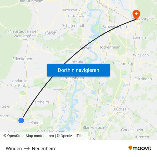 Winden to Neuenheim map