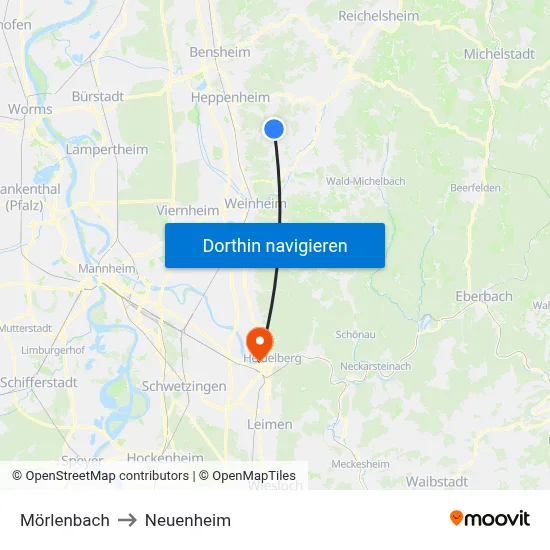 Mörlenbach to Neuenheim map