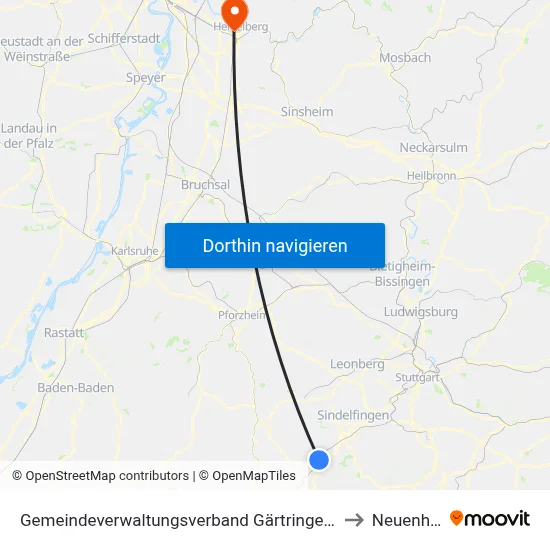 Gemeindeverwaltungsverband Gärtringen/Ehningen to Neuenheim map