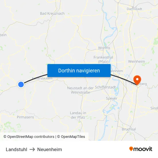 Landstuhl to Neuenheim map