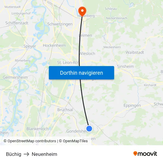 Büchig to Neuenheim map