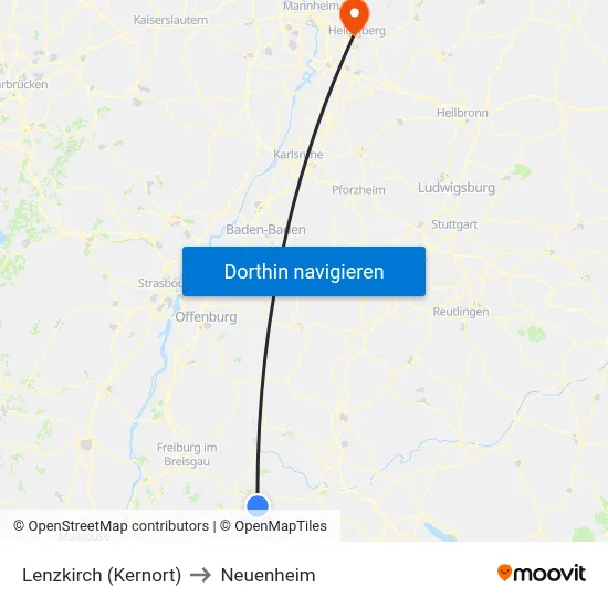 Lenzkirch (Kernort) to Neuenheim map