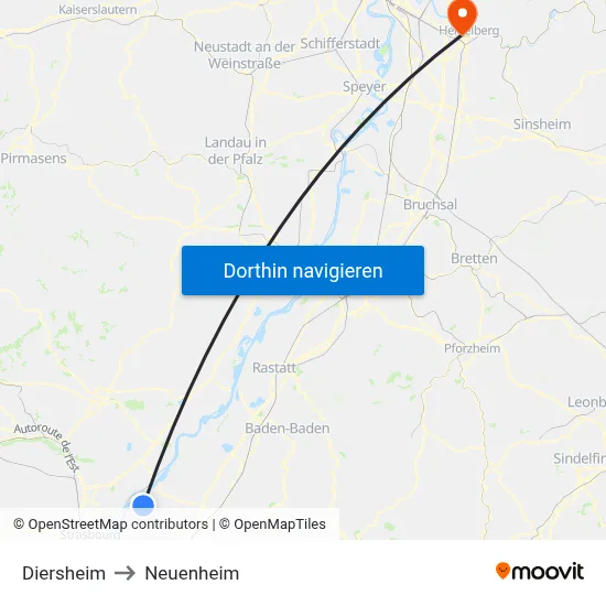 Diersheim to Neuenheim map