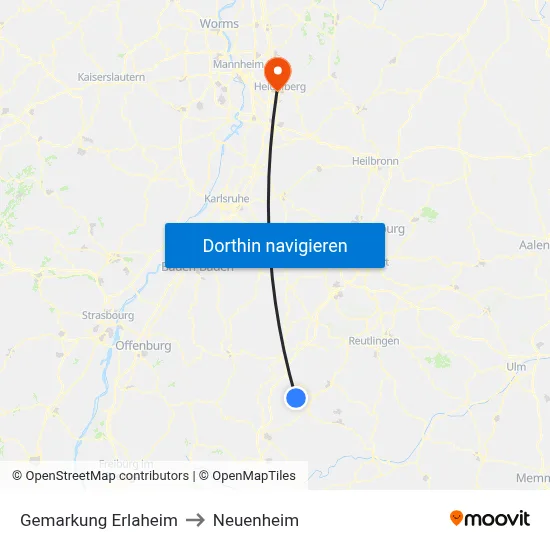 Gemarkung Erlaheim to Neuenheim map