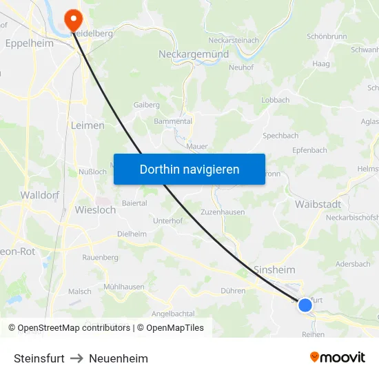 Steinsfurt to Neuenheim map