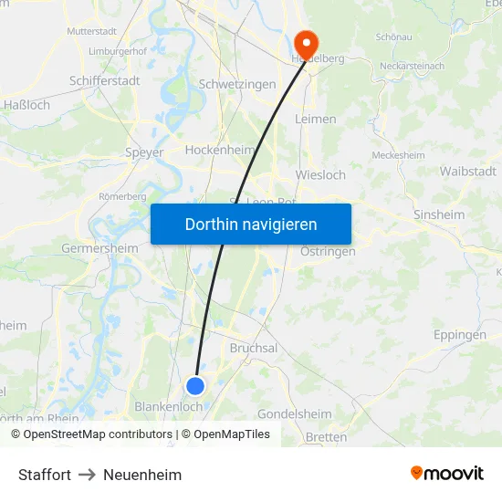 Staffort to Neuenheim map