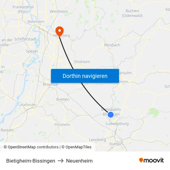 Bietigheim-Bissingen to Neuenheim map
