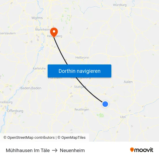 Mühlhausen Im Täle to Neuenheim map