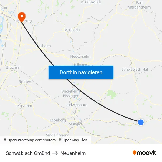 Schwäbisch Gmünd to Neuenheim map