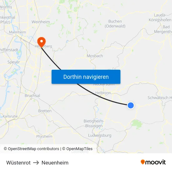 Wüstenrot to Neuenheim map