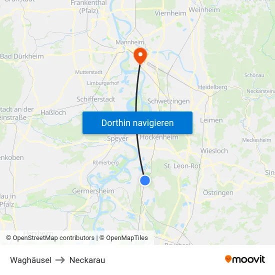 Waghäusel to Neckarau map