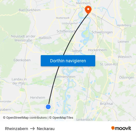 Rheinzabern to Neckarau map