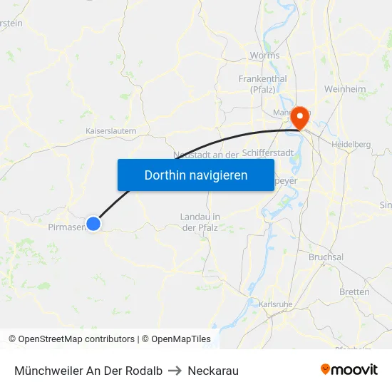 Münchweiler An Der Rodalb to Neckarau map