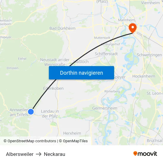 Albersweiler to Neckarau map