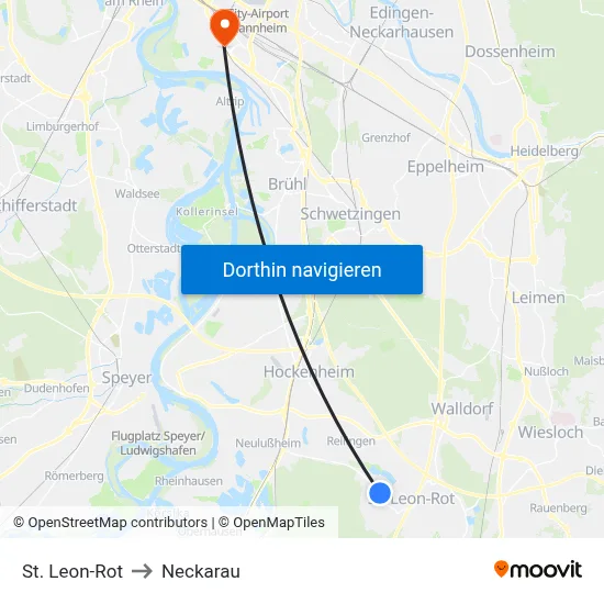 St. Leon-Rot to Neckarau map