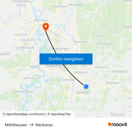 Mühlhausen to Neckarau map