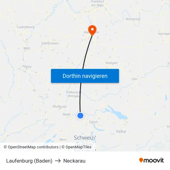 Laufenburg (Baden) to Neckarau map