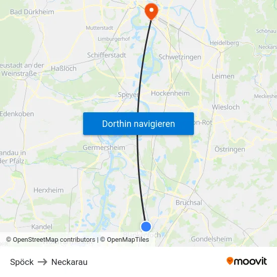 Spöck to Neckarau map
