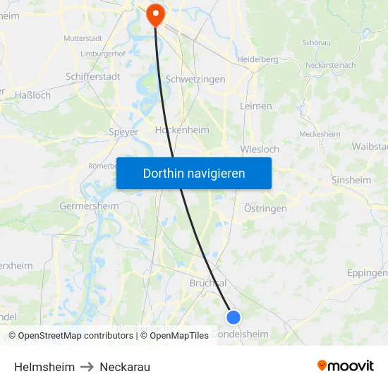Helmsheim to Neckarau map
