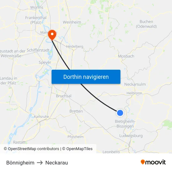 Bönnigheim to Neckarau map