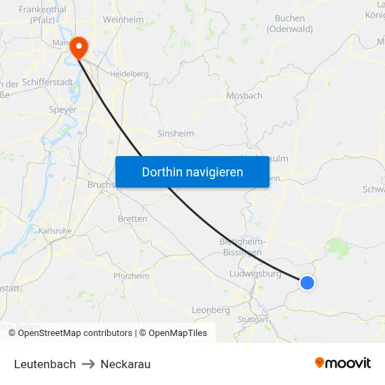 Leutenbach to Neckarau map
