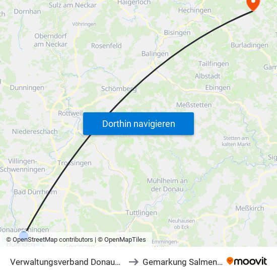 Verwaltungsverband Donaueschingen to Gemarkung Salmendingen map
